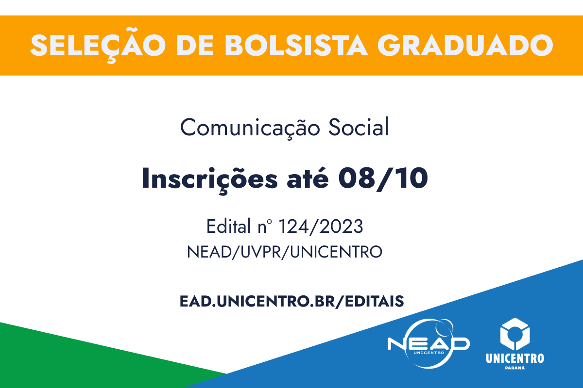 Unicentro seleciona graduado em Comunicação para PFEE NEAD Unicentro