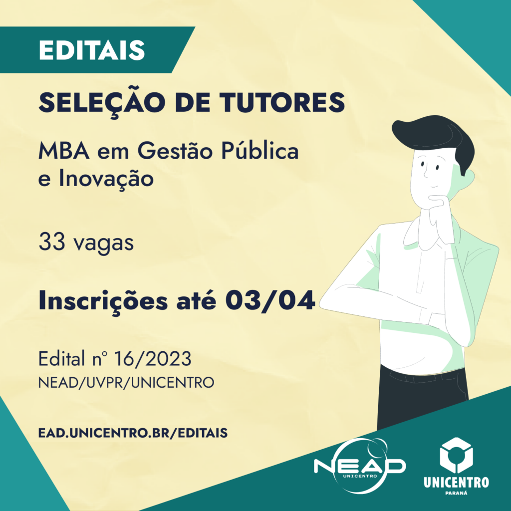 MBA em Gestão Pública e Inovação seleciona tutores em 29 cidades do ...