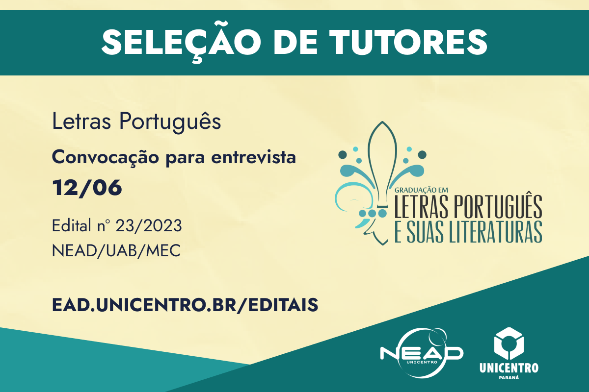 Letras EaD convoca candidatos para 3ª fase de seleção de tutores - NEAD ...