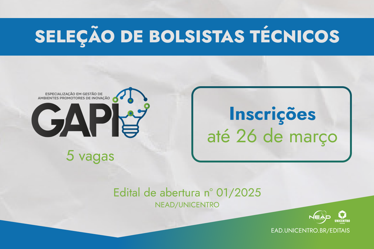 Inscrições abertas para seleção de 5 bolsistas técnicos para o GAPI ...