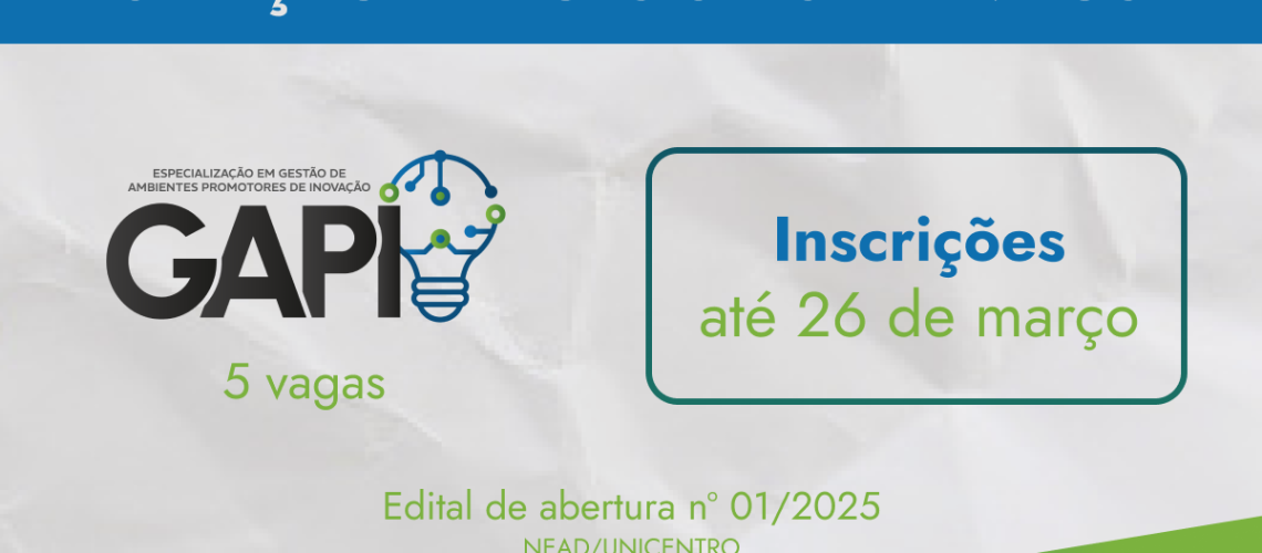 BANNER NOTÍCIA - GAPI seleção de bolsistas técnicos - abertura 01 2025