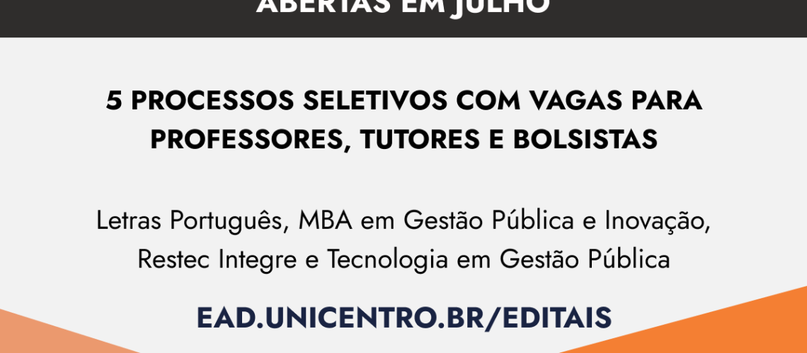 Baner Editais de julho NEAD Unicentro 2023