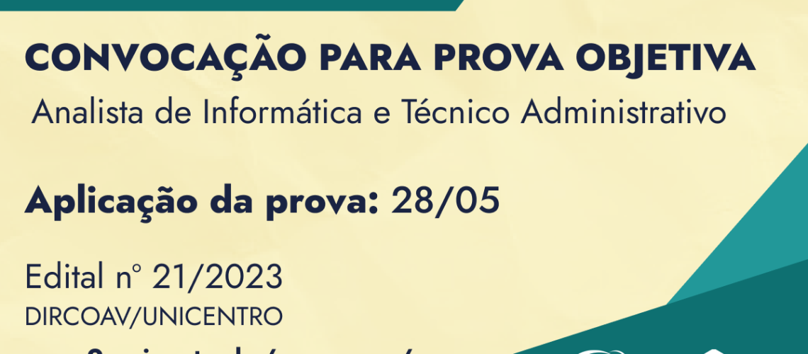 Baner Teste Seletivo Unicentro convocação prova