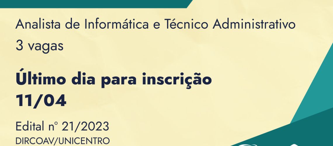 Baner Teste Seletivo Unicentro último dia inscrição
