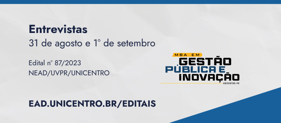 Banner entrevistas seleção de tutores MBA