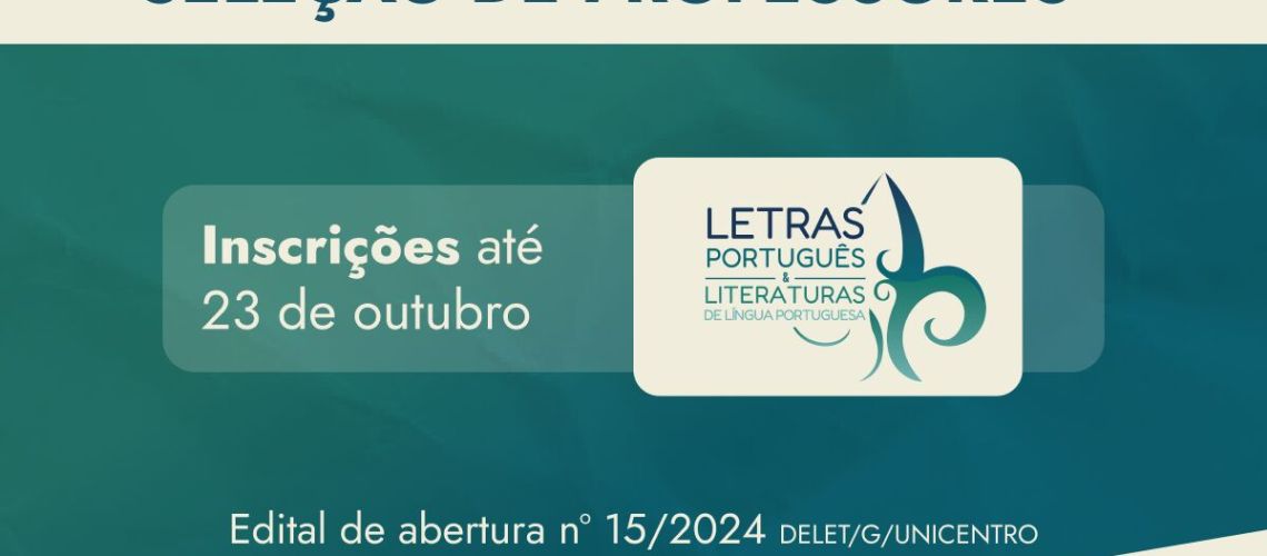 Banner notícia - ABERTURA seleção de professores Letras - edital 15