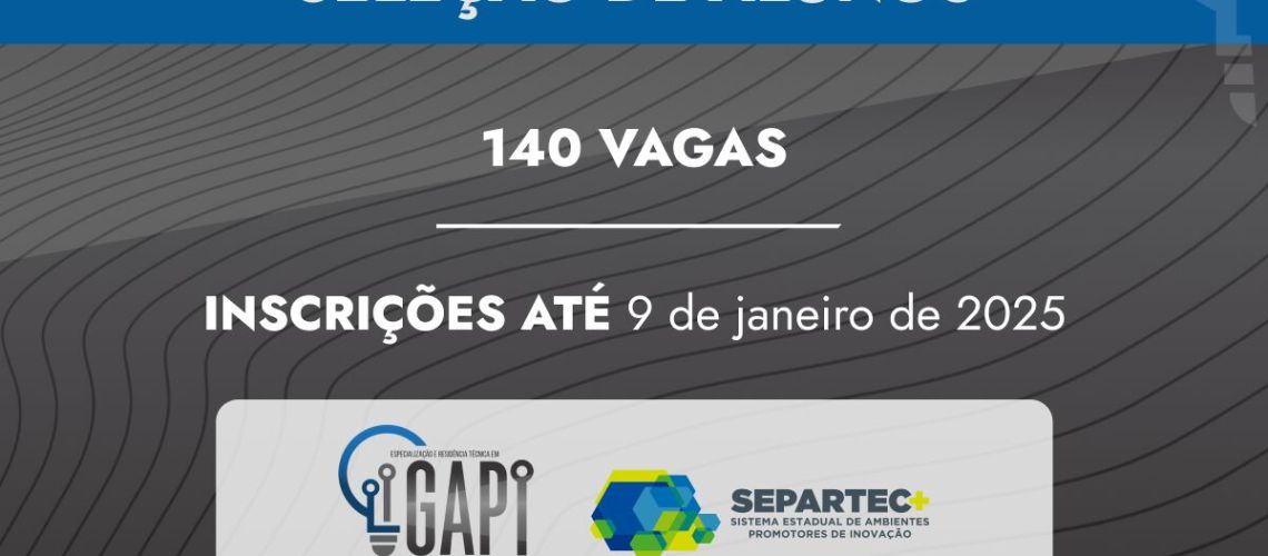 Banner notícia - abertura de seleção alunos GAPI - 115