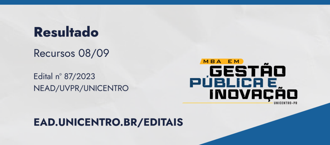 Banner remanescentes seleção de tutores MBA resultado