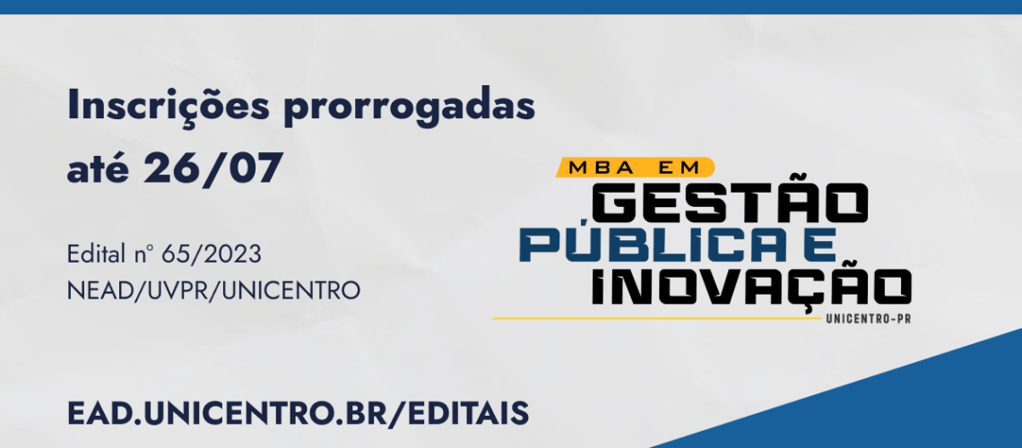 Banner seleção de bolsista MBA prorrogação 2