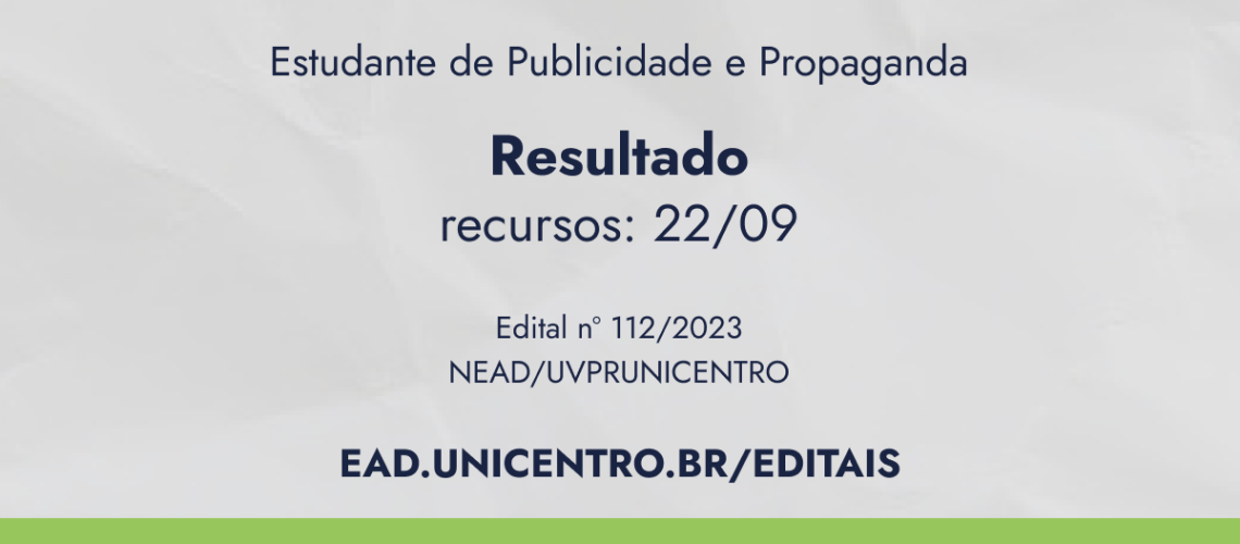 RESULTADO Banner Seleção de Bolsista PP